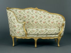 Louis XV udskåret forgyldt træ Veilleuse, ca. 1750 (udskåret forgyldt træ og polstring) af French School