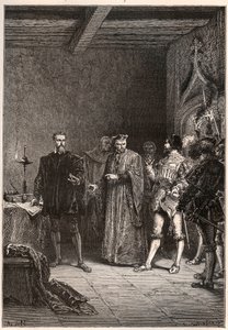 Louis de Berquin (1485-1529), ridder og humanist, religiøs reformator, befriet af Jean de la Barre (1523-1533) prevot de Paris - Louis de Berquin (venstre) løsladt fra fængslet af John de la Barre - gravering fra "" Frankrigs historie fortalt til min bedst af French School