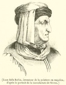 Luca della Robia, opfinder af majolika-maleri (gravering) af French School