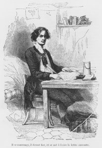Lucien de Rubempre skriver et brev, illustration fra 