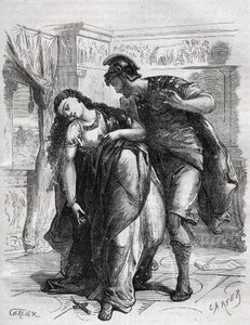 Lucreces død: Lucrece (Lucrezia, Lucretia, romersk dame fra det 6. århundrede f.Kr.) blev offer for vold af sin fætter Sextus Tarquin, søn af Tarquin den Superb. Hun begik selvmord foran sin mand, Lucius Tarquinius Collatinus, kendt som Ta af French School