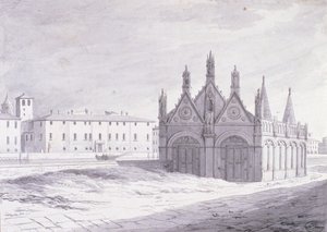 Lungarno, Santa Maria della Spina, Pisa (pen og blæk på papir) af French School