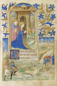 MS 39-1950 f.76r The Nativity, 1464 (guld sølv & farvet blæk på pergament) af French School