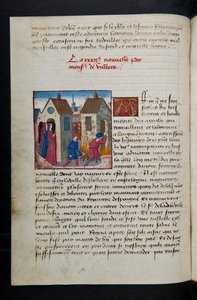 MS Hunter 252 075v Side fra Hundred New News, c.1461-62 af French School