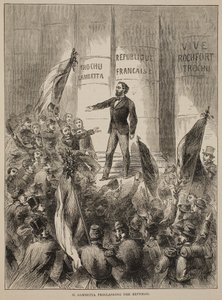 M. Gambetta proklamerer republikken, september 1870, illustration fra Cassells historie om krigen mellem Frankrig og Tyskland, 1870-1871 af French School