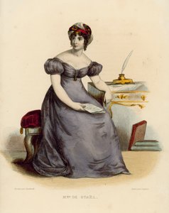 Madame de Stael (farvet gravering) af French School