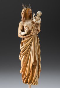 Madonna og barn, ca. 1260-1290 (elfenben og metal) af French School
