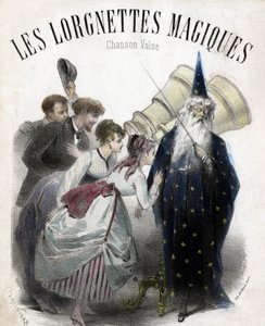 Magiske lorgnettes, sang til populær vals. Litografi af French School