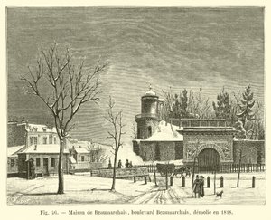 Maison de Beaumarchais, boulevard Beaumarchais, revet ned i 1818 af French School