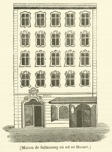 Saltzburg hus, hvor Mozart blev født (gravering) af French School