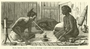 Malay, opiumsrygere (gravering) af French School