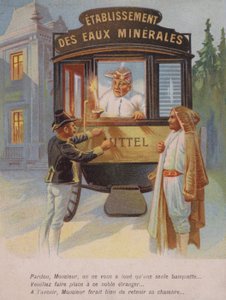 Mand bliver bedt om at dele sit værelse med en fremmed (chromolitho) af French School