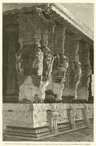 Mandapam af de hundrede søjler, ved Condjeveram (gravering) af French School