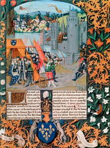 Manuskript, der skildrer et slag fra Hundredårskrigen, 1300-tallet af French School