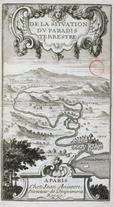 Kort fra De La Situation du Paradis Terres, 1691