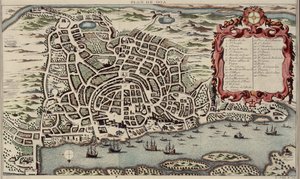 Kort over Goa, fra Histoire generale des voyages, 1750 (farvegravering)