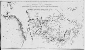 Kort over Nordamerika, plotter Sir Alexander Mackenzies ekspeditioner i 1789 og 1798 til det arktiske hav