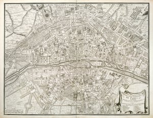 Kort over Paris, fra The Atlas of Paris af Jean de la Caille, 1714