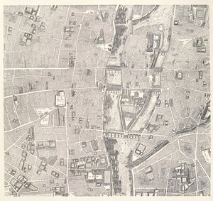 Kort over Paris, der viser Île de la Cité, fra The Atlas of Paris af Jean de la Caille, 1714