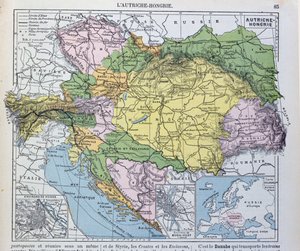 Kort over det østrig-ungarske imperium, illustration fra en fransk geografiskole lærebog, 1905