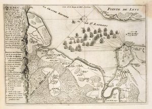 Kort over belejringen af Quebec af den britiske flåde, 1670
