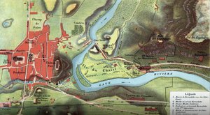 Kort over landet Lourdes i 1877: det viser placeringen af Bernadette Soubirous