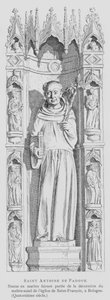Marmorstatue af Sankt Antonius af Padua, Sankt Franciskus basilika, Bologna, Italien (litho) af French School