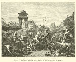 De uskyldiges March, 1810, fra et tidsmaleri af Tardieu af French School