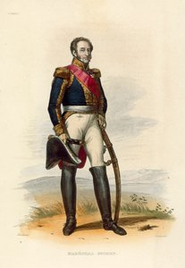 Marechal Suchet (farvet gravering) af French School