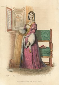 Marguerite de Navarre (farvet gravering) af French School