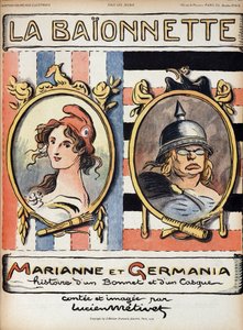 Marianne og Germania, historie om en hat og en hjelm - i "" La Bayonette"" fra 18/04/1918 af French School