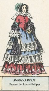 Marie-Amelie, Louis-Philippes hustru (farvet gravering) af French School