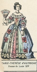 Marie-Therese af Østrig, Ludvig XIVs hustru (farvet stik) af French School