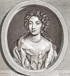 Marie Angélique de Scorailles, 1661 1681. Fransk adelskvinde og en af Ludvig XIVs mange elskerinder. Fra Les Heures Libres udgivet 1908. af French School
