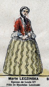 Marie Leszczynska (1703-1768), dronning af Frankrig, hustru til Louis XV. i "" Galeriede Kings and Queens of France og berømte karakterer fra 1643 til 1895"" Epinalt billede. af French School