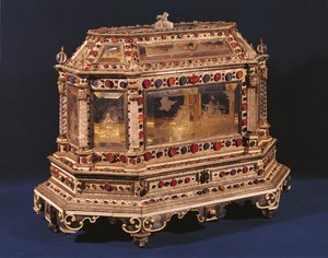 Ægteskabskasse, 1753 (elfenben, emalje, krystal og halvædelsten)