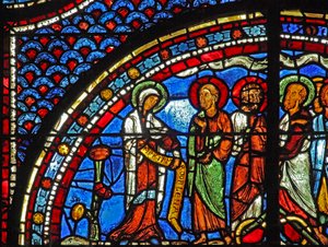 Mary Magdalene-vinduet: Maria fortæller disciplene om opstandelsen (w46) af French School