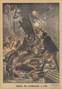 Massakre i Fez, Marokko (farve litho) af French School