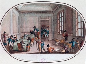 Maximilien de Robespierre såret i forkammeret til Comite de Salut Public af French School