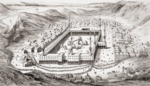 Mekka, Saudi-Arabien, fra Ancient and Modern Universal History, udgivet i Strasbourg ca. 1860 (gravering) af French School