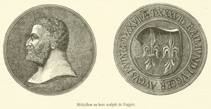 Fugger udskåret træmedaljon (gravering) af French School
