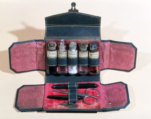 Lægekasse med instrumenter og medicin, begyndelsen af 1800-tallet af French School