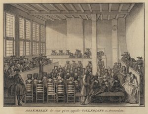 Collegiants møde i Amsterdam, Holland (gravering) af French School