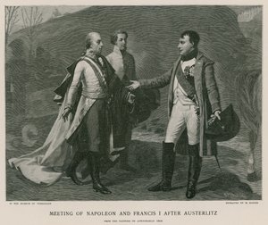 Møde mellem Napoleon og Frans I efter Austerlitz af French School