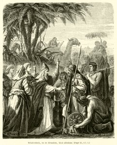 Melchisedech, roi af Jerusalem, benit Abraham (gravering) af French School