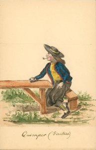 Herredragt fra Quimper, Finistere (farvelitografi) af French School