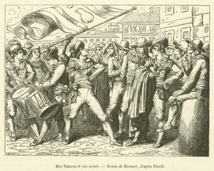 Meo Patacca et son armee (gravering) af French School