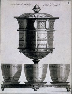 Metalarbejde: kaffestel med skeer og sukkerholder, 1780-96 af French School