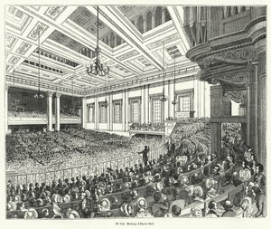 Møde i Anti-Corn Law League i Exeter Hall, London af French School
