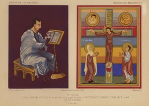 Miniaturer fra illuminerede manuskripter fra det 9. århundrede (chromolitho) af French School